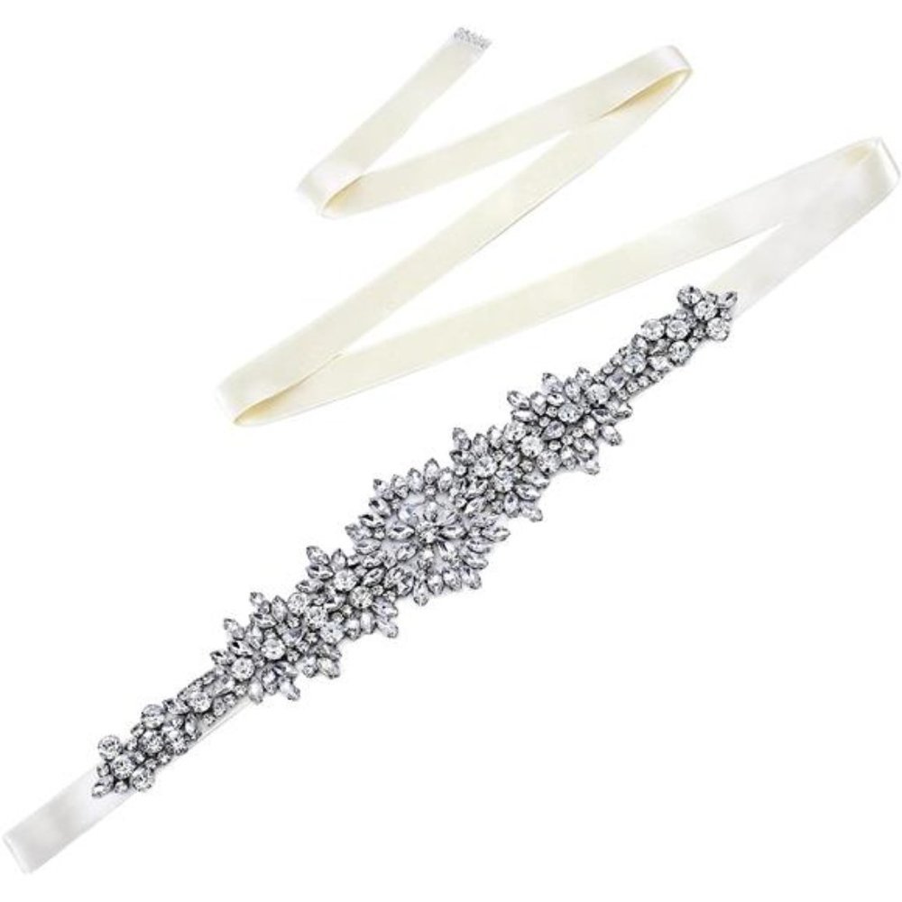 WOMEN'S Belt Rhinestone Shiny Ivory